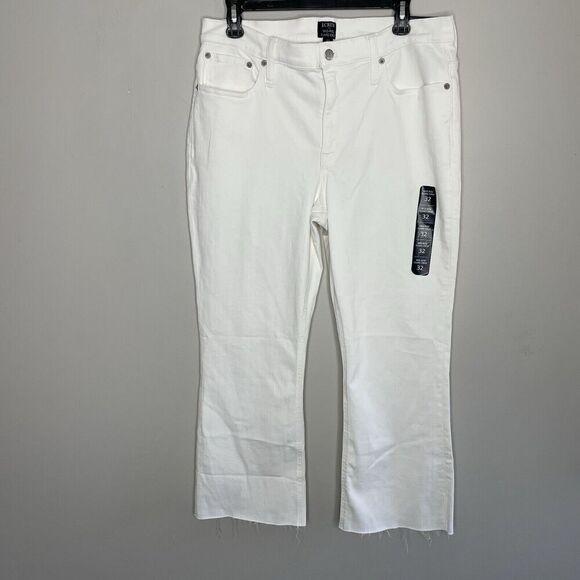 J.CREW Jeans Women 32 Flare Crop NEW White Raw Hem Stretch BO933 - Picture 3 of 16